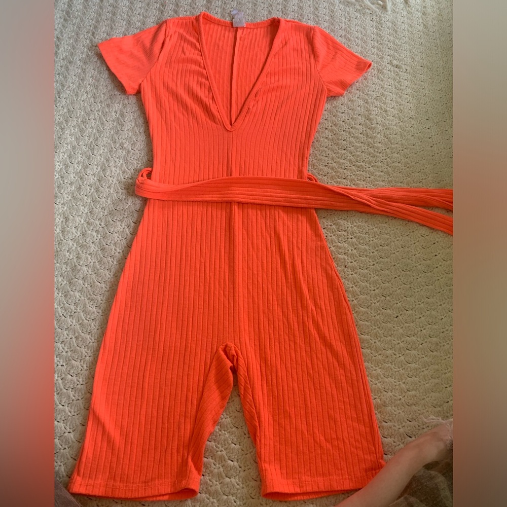 Neon orange romper